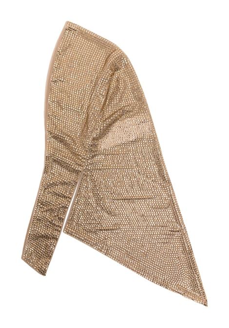 Gold crystal-embellished mesh beanie - women GIUSEPPE DI MORABITO | 02PSHT002FC0221221TO